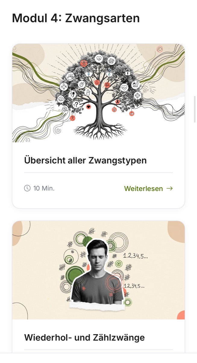 App: Wissensmodule über Zwangsarten
